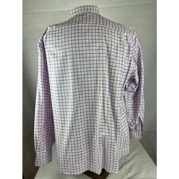 Tommy Bahama Mens 17/34-35 Button Up Dress Shirt Blue Pink Check Long Sleeve EUC - Picture 3 of 4